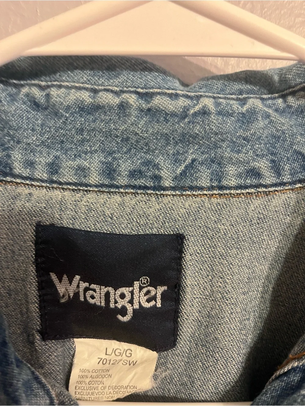 Wrangler Light Blue Denim Pearl Snap Shirt Jacket